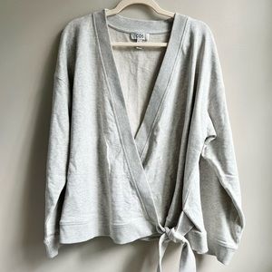 COS | Gray Tie Waist Wrap Sweatshirt Cozy Cardigan